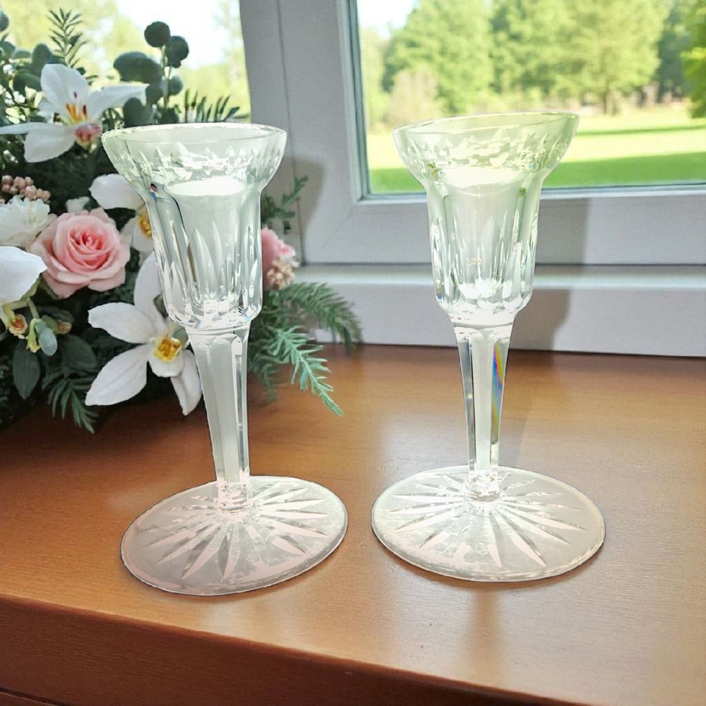 Vintage Waterford Lead Crystal Candle Holders Single Taper